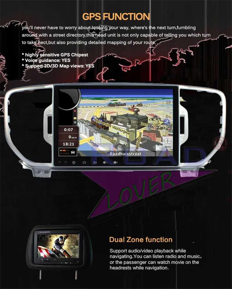 Perfect Roadlover Android 8.1 Car Multimedia Player Radio For KIA SportageR 2015 Stereo GPS Navigation Autoradio Magnitol 2 Din NO DVD 16