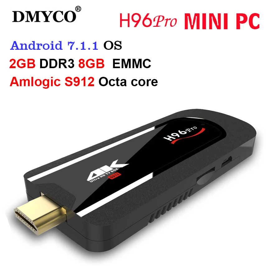 

H96Pro Smart Mini PC Android 7.1 Amlogic S912 Octa Core 2G 8G 4K Set Top Box BT 4.1 Wifi TV stick Media Player smart tv box