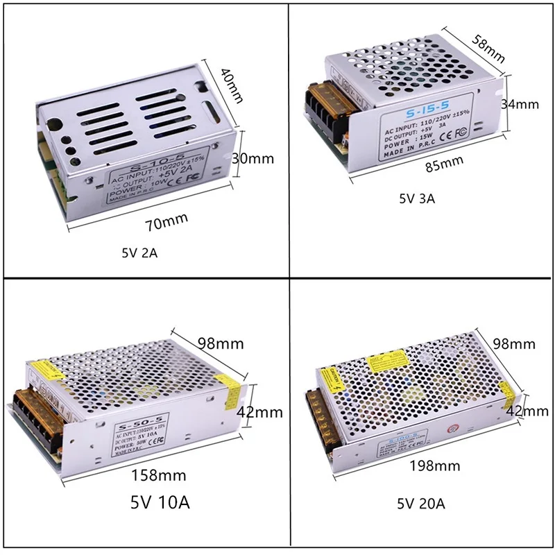 AC 110 V 220 к DC 5V 12V 24V 1A 2A 3A 5A 10A 15A 20A 30A 40A 50A переключатель питания светодиодный адаптер