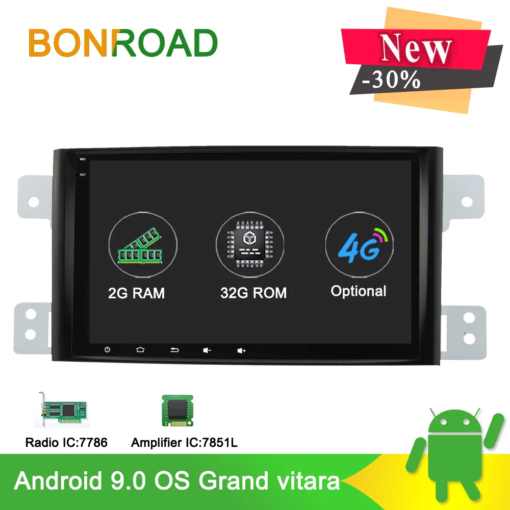 

Bonroad Android 9.0 Car multimedia player For Suzuki grand vitara 2007-2011 radio gps navigation car audio video player 2G+32G