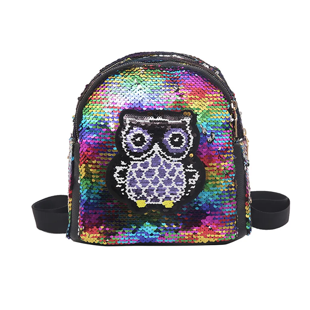 

Women Cute Wild Owl Sequins Backpack Fashion Multi-purpose Student Bag Backpack Designer Bags Mochila Feminina