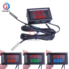 DC 4 V-28 V Mini Dual Дисплей светодиодный цифровой Температура Управление; термометр, датчик температуры тестер Управление+ NTC металлический зонд