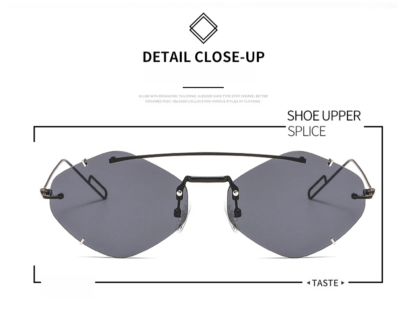 Многоугольные бескаркасные солнцезащитные очки для мужчин и женщин Модные Оттенки UV400 Винтажные Очки 47265