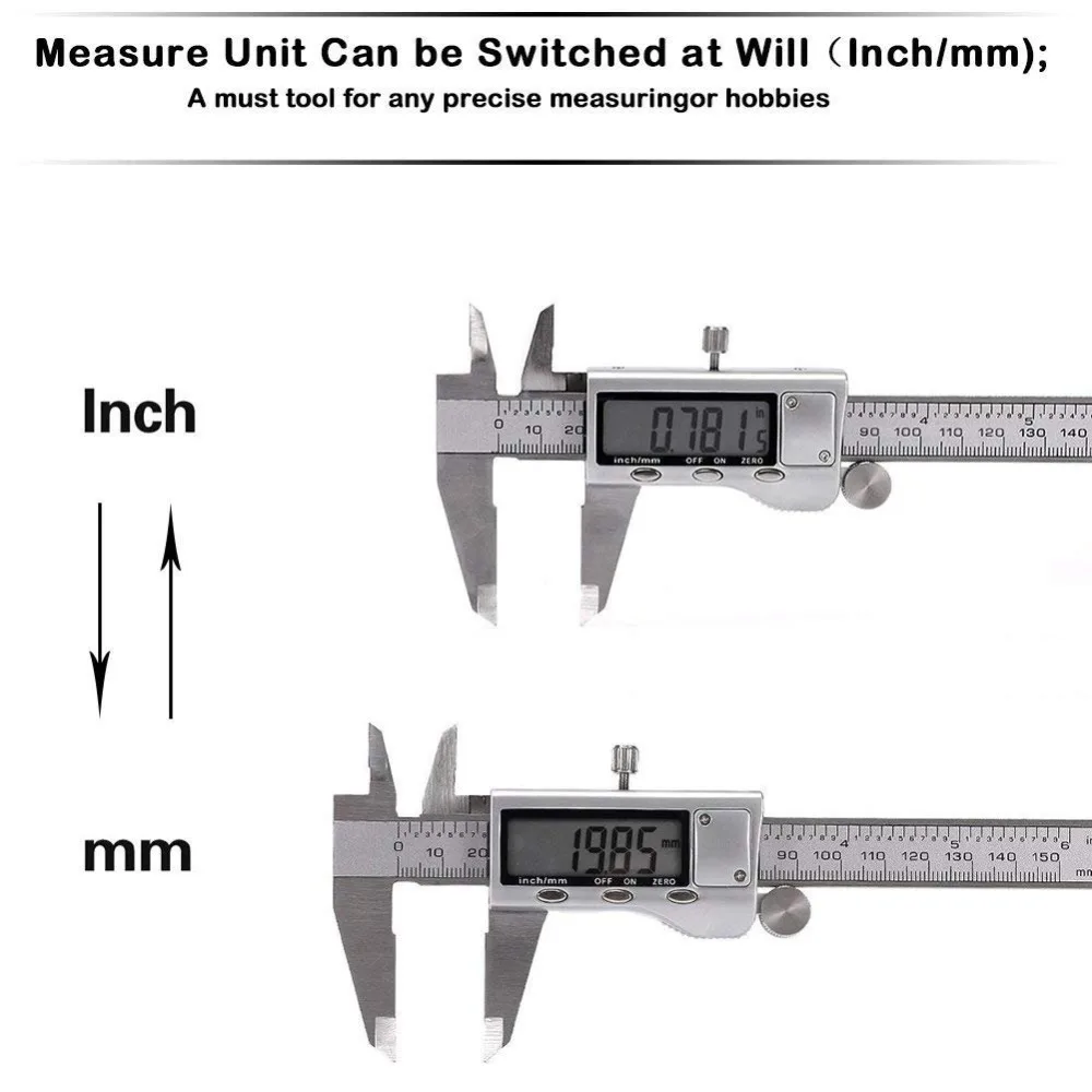 Измерительный инструмент из нержавеющей стали цифровой штангенциркуль 6 дюймов 0-150 мм messchieber paquimetro измерительный инструмент штангенциркуль
