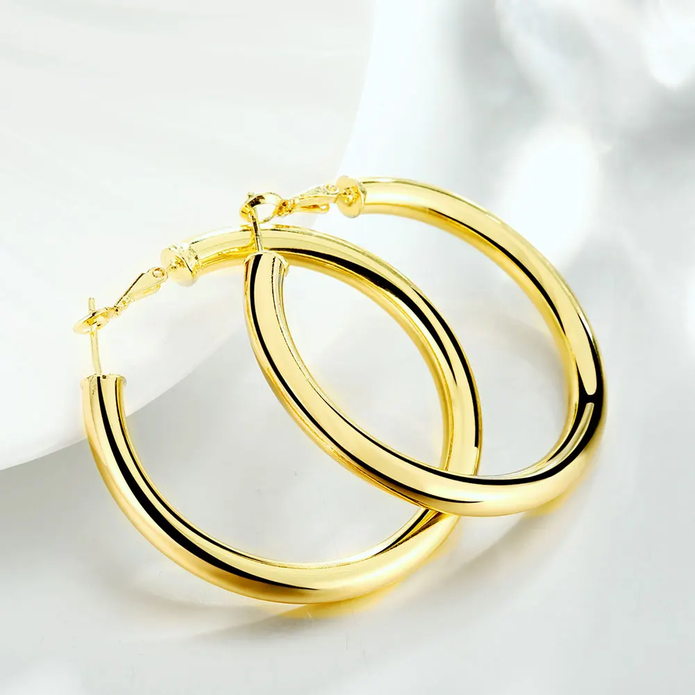 Женские серьги кольца Kiteal круглые золотого цвета 5 см|big circle hoop earring|circle earringsdesigner
