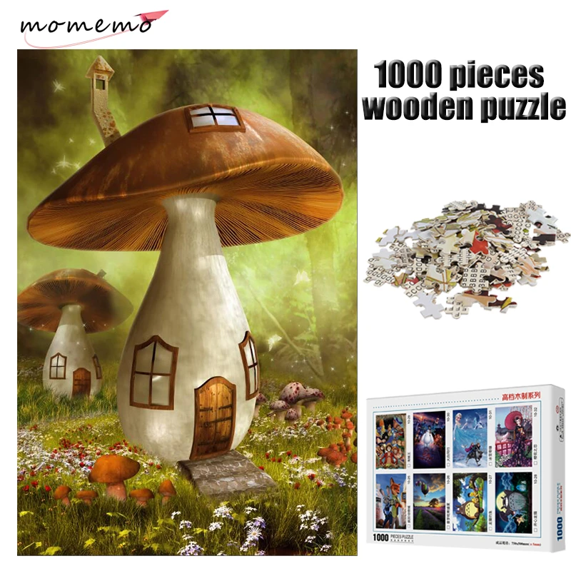 

MOMEMO Mushroom House Puzzle Adult 1000 Pieces Wooden Puzzle Jigsaw Puzzles Games Wooden Toys Puzzles for Children Toys Gifts