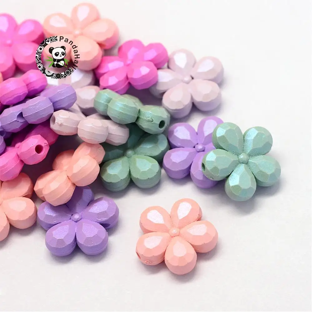 

Rubberized Style Opaque Acrylic Beads Flower Faceted Mixed Color 13~13.5x14x4mm Hole: 1.5mm