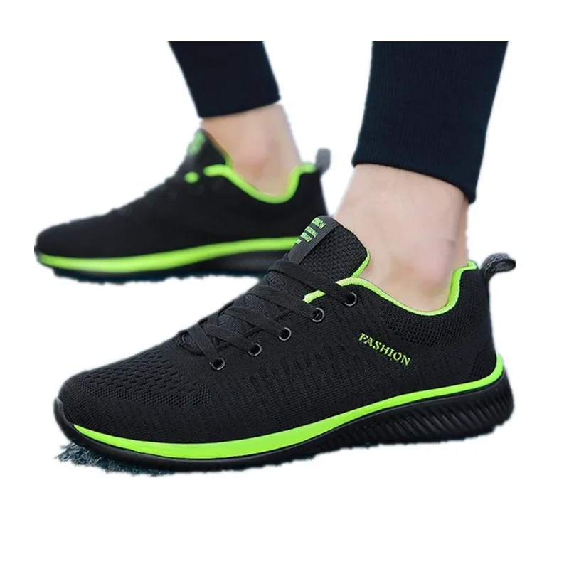 Эксклюзивные новые сетчатые мужские повседневные туфли Lac-up легкая мужская обувь удобные дышащие прогулочные теннисные кроссовки Feminino Zapatos - Цвет: Зеленый