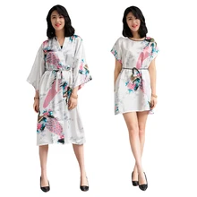 Сексуальный Свадебный халат для невесты и подружки невесты, набор, летняя женская одежда из вискозы, кимоно, халат, платье с цветами и павлином, 2 шт, одежда для сна, ночная рубашка