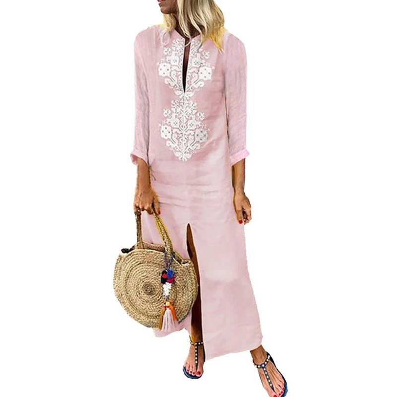 

Laamei Spring Autumn Fashion Women's Maxi Dress 2019 New Style Robe Gowns Loose Style Muslim Middle Arab Clothing Dress