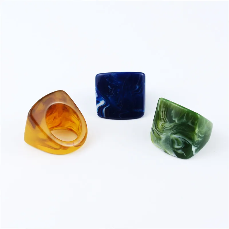 Dayoff European Unique Leopard Rings For Women Men Ring Jewelry Simple Smooth Handmade Rings Square Punk Bands R30