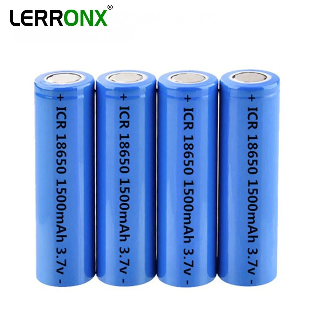 

LERRONX 18650 Rechargeable battery 3.7V 1500mAh Lithium ion ICR18650 for Flashlight Headlight Lithium Power Electronic Products