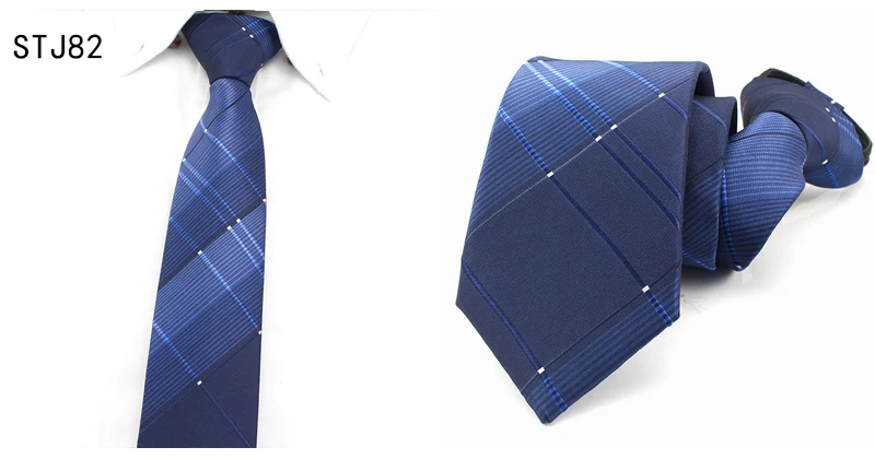Высокое качество Мужская рубашка деловой шейный галстук вечерние свадебные галстуки для мужчин 6 см тонкий узкий галстук на молнии Классический Искусственный шелк Gravata STJ070 - Цвет: Color 12