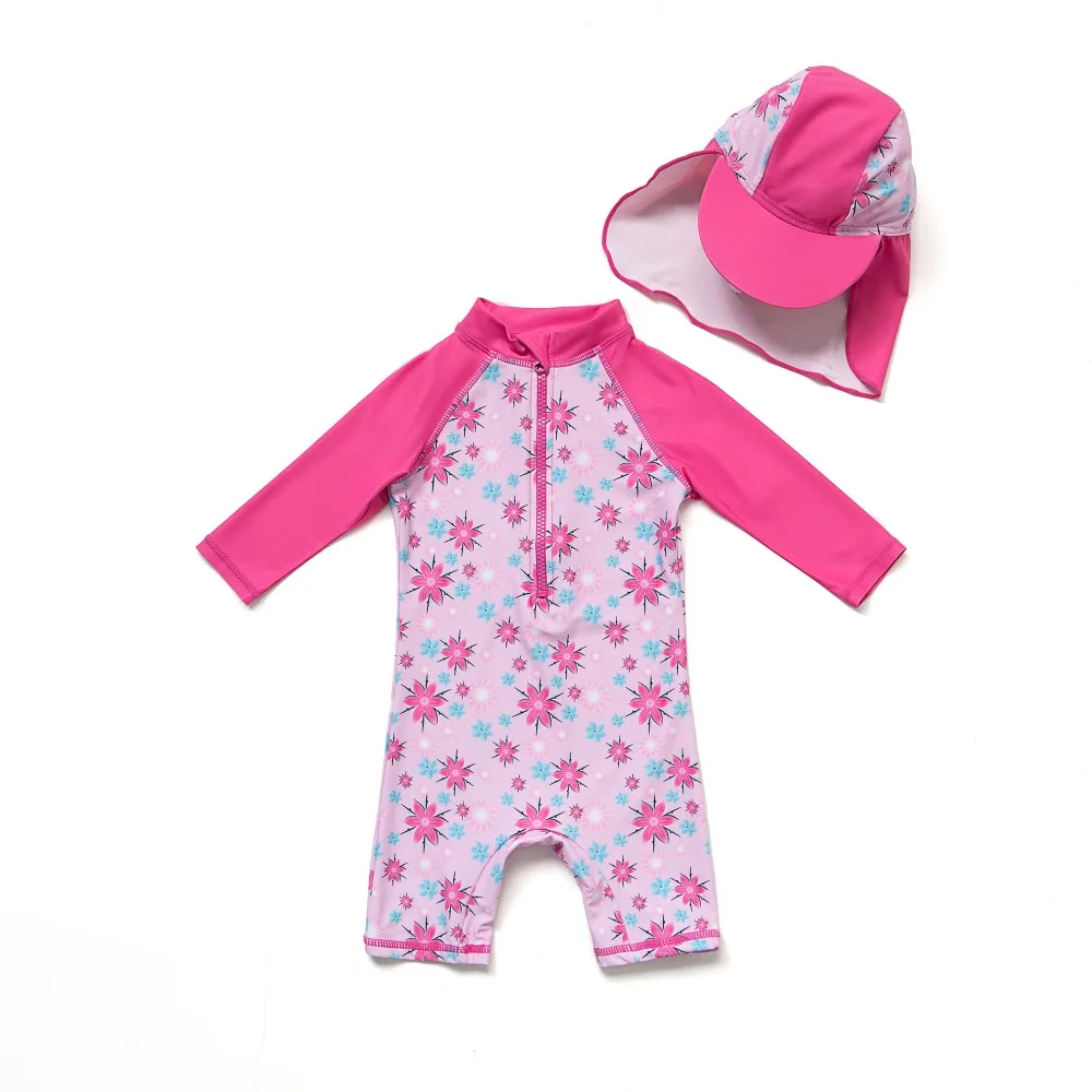 

Baby Girls' Swimwear UPF 50+ Sun Protection Long Sleeves One Piece Sunsuit