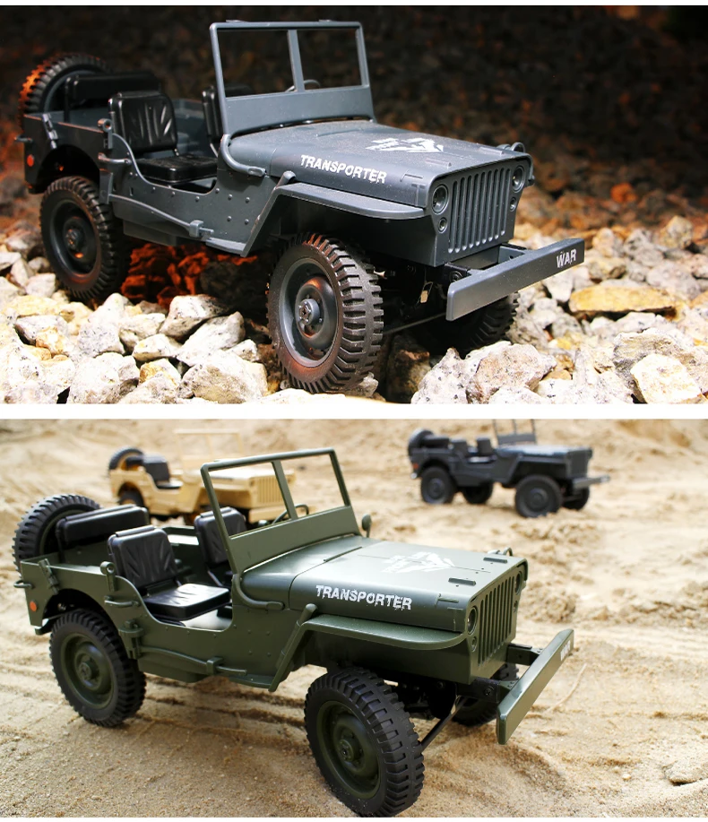 JJRC Q65 1/10 военный RC Jeep 2,4G Полный масштаб пропорции 4WD 15 км/ч военный RC автомобиль внедорожный багги автомобиль со Световые индикаторы RTR