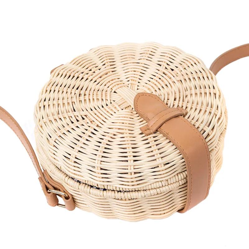 Women Straw Bag Bohemian Bali Rattan Beach Handbag Small Circle Lady Vintage Crossbody Handmade Kintted Shoulder Bags SS0371 (3)