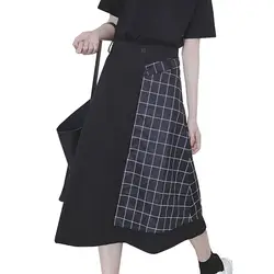 Kawaii Женская юбка Harajuku A-Line плед консервативный Стиль Длинные юбки элегантные Saia школьная форма Faldas офисные женские Jupe 2SKL14