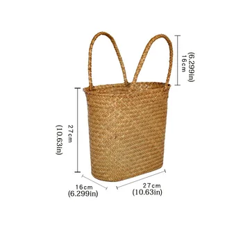 Straw Weave Wicker Storage Basket Shopping Picnic Bag For Kitchen Neatening Sundries Decorative Flower Baskets Gift Panier Osier 5