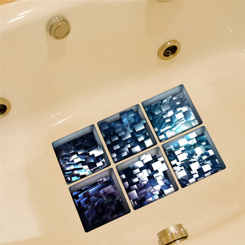 6 шт. 13x13 см 3D Нескользящие Водонепроницаемый ПВХ ванной Стикеры декора наклейки Мути-выбрать Ванная комната стикер стены наклейки Прямая поставка распродажа