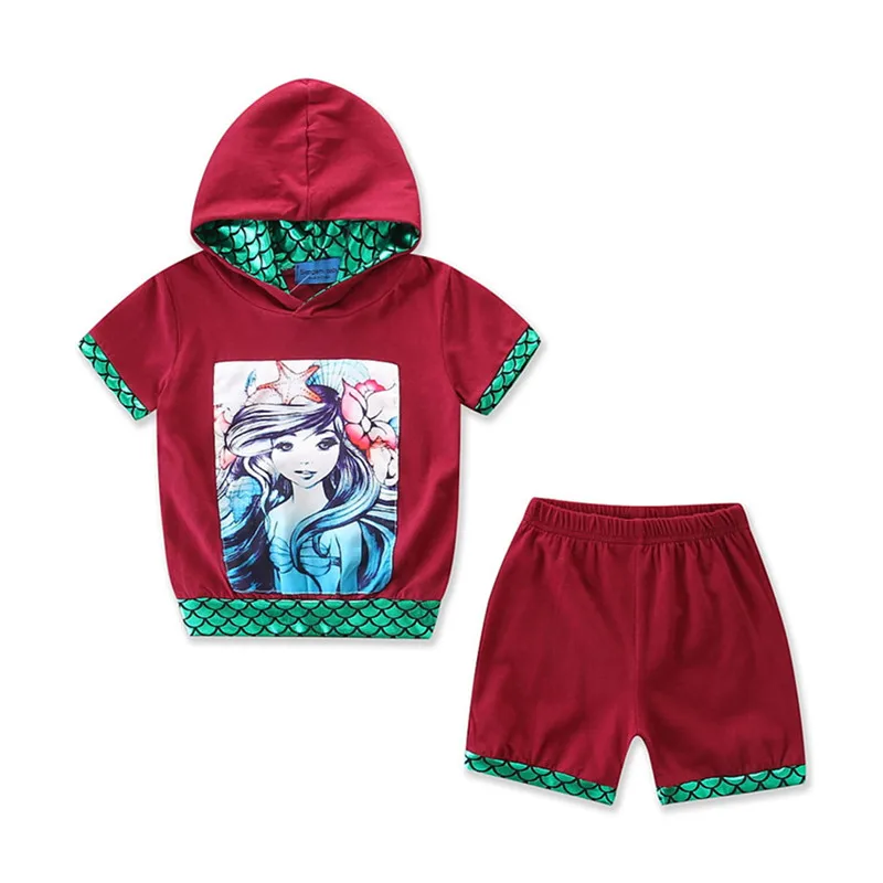 Малышей младенческой малыш для маленьких девочек комплект одежды для мальчиков короткий рукав лето с капюшоном топы и шорты для мальчиков