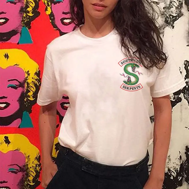 

Riverdale Southside Serpents Jughead White Tshirt Korean Style Fashion Tops Harajuku Streetwear O-neck Short Sleeve Tshirt