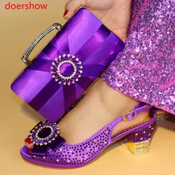 Doershow Африканский новейший дизайн женская обувь и сумка в комплекте в африканском стиле обувь и сумки итальянского в Женская обувь для