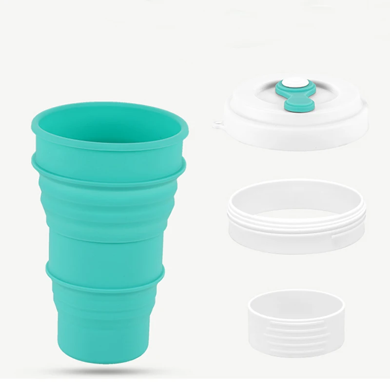 WALFOS Silicone folding cup can be filled with boiling water portable telescopic cup travel outdoor soft water cup