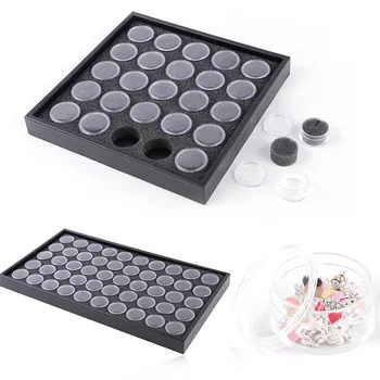 

Nail Art Accessories Small Jewelry Display Diamond Storage Empty 25/50 Space Black Jewelry Boxes Manicure Tool Container Case