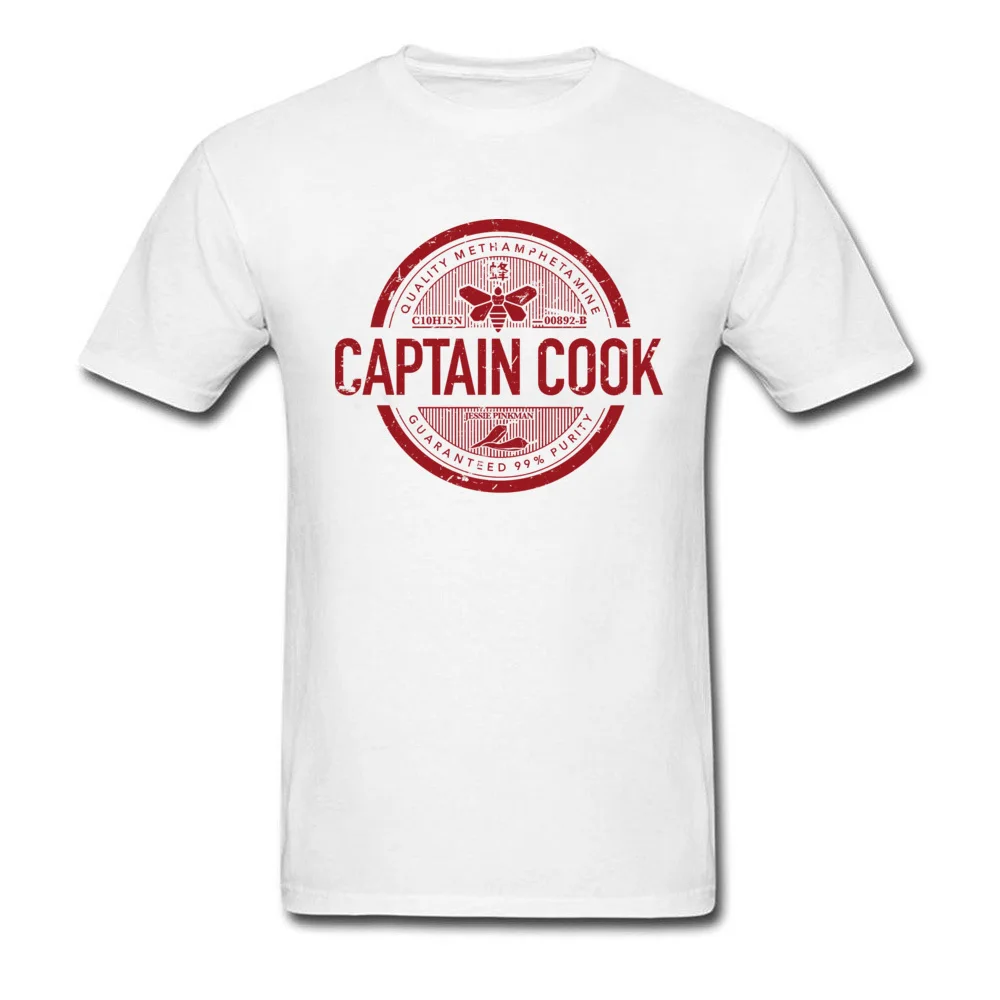 Captain cook 100% Cotton Fabric T-Shirt for Men Short Sleeve Comics Tees Hot Sale Summer Fall Crew Neck Tee Shirts Birthday Captain cook white