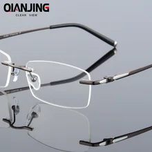 Очки без оправы из чистого титана, оптическая оправа, очки без оправы по рецепту, очки без оправы для мужчин, очки для глаз с силиконовой оправой, 611