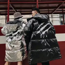 Новая яркая серебристая яркая черная куртка на утином пуху для мужчин и женщин, повседневное пальто, куртка, S-L