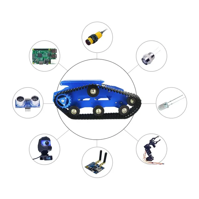 Tracked Tank Chassis CNC RC Tank Chassis Aluminum Alloy for Arduino DIY Unfinished Blue 4