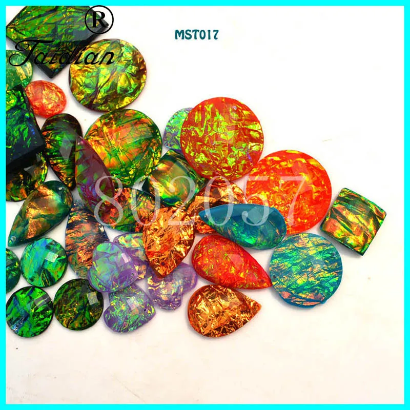 

Taidian Opal Effect flatback Sew on Rhinestone Resin Cabochons For Powwow Jewelry Making 100pieces send randomly