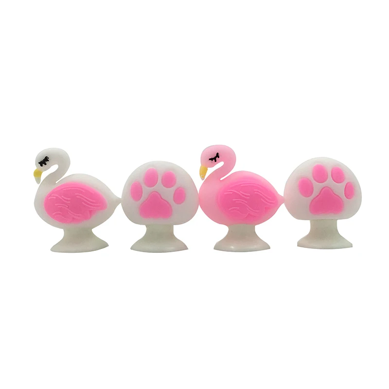 4pcs/lot Bring Lucky Flamingos Cute Claws Mini Sucker Cup Funny Creative Toy Kids Pencil Topper Decor Model Gifts
