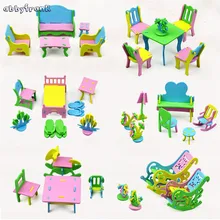 Abbyfrank 6เซ็ต3d Diyเฟอร์นิเจอร์ขนาดเล็กรุ่นปริศนาการศึกษาขนาดของเล่นชุดที่มีสีสันMiniaturaตุ๊กตาMobiliอุปกรณ์ของเล่น