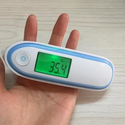 Двойной режим Инфракрасный цифровой термометр Температура лоб температура уха безопасный для детей взрослых градусов Фаренгейта - Цвет: Синий