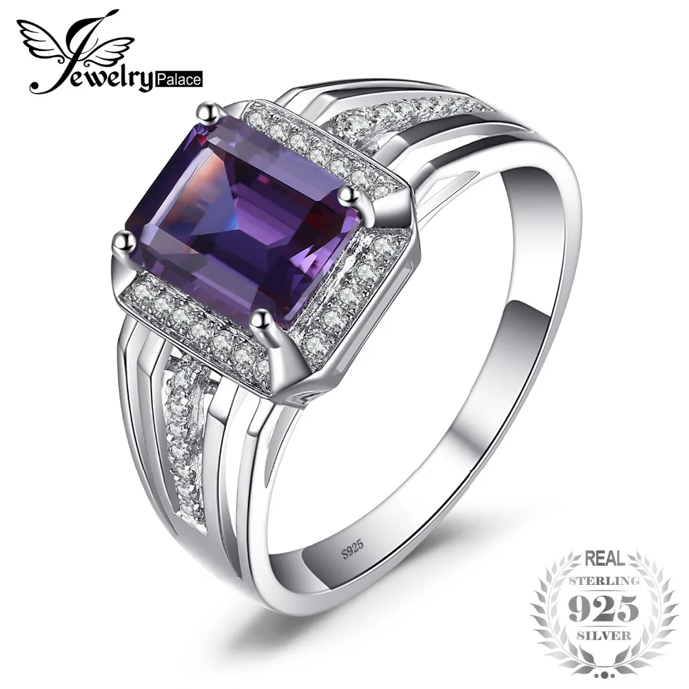 

JewelryPalace Russian Design Alexandrite Sapphire Engagement Wedding Ring For Men Genuine 925 Sterling Sliver Men's Jewelry