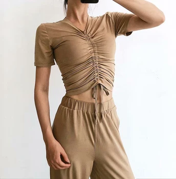 

Women 2 Piece Yoga Set Solid Casual Women Shirt Long Pants Sportsuite for Women Fitness Sport Suit Women Sportswear