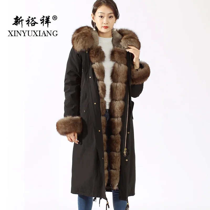 Réel Hiver Long Épaisse Veste Rex Renard Manteau Nouveau Parkas Femmes Noir Lapin Naturel Xinyuxiang Chaud Fourrure De Casual 19n7 Doublure FKuTlcJ31