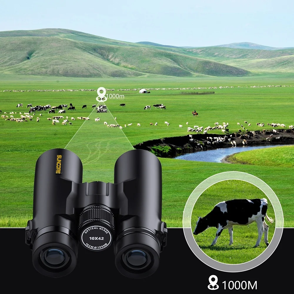 Zoom Telescope 10x42 Compact Binoculars with Low Light Night Vision for Outdoor Bird Watching Travelling Hunting Camping 2018