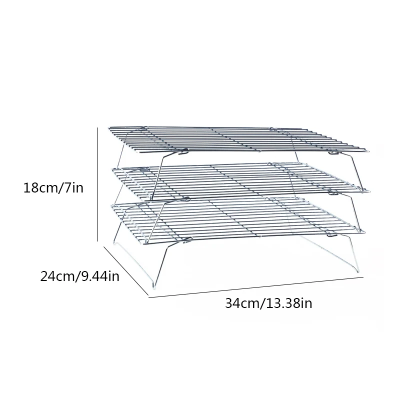 3 слоя Штабелируемый охлаждающий стеллаж металлический держатель печенья для торта печенья хлебная стойка сетка мат сухой охладитель лоток для торта аксессуары для выпечки
