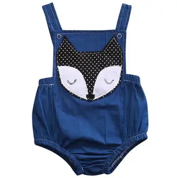 

2018 Jean romper / Embroidery fox attached / PDF Pattern romper