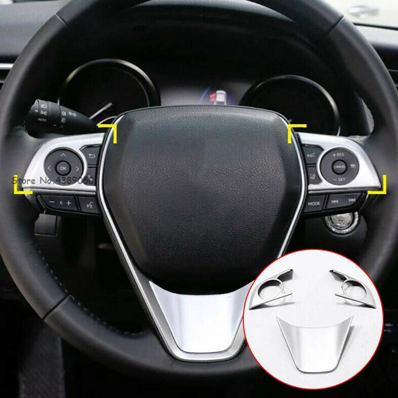 

ABS Matte/Carbon Fibre/Red Car Steering wheel Button frame Cover Trim car styling For Toyota Avalon XX25 2019 Accessories 3pcs