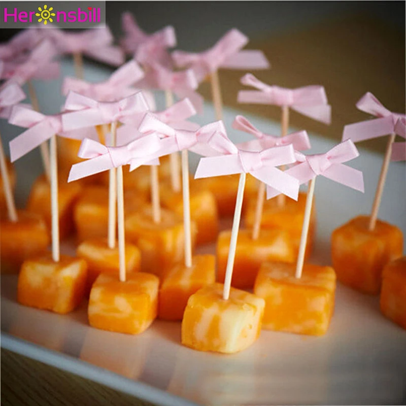 Heronsbill 24 Pieces Bowknot Cupcake Toppers Wedding Table Decorations Kids Birthday Bachelorette Party Baby Shower Supplies