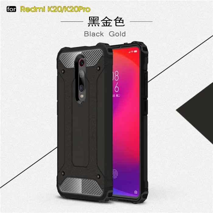 Для Xiao mi Red mi K20 Pro Чехол сверхпрочный ударопрочный Жесткий PC+ TPU Прочный двухслойный защитный чехол для Xiaomi mi 9T mi 9T задняя крышка - Цвет: black