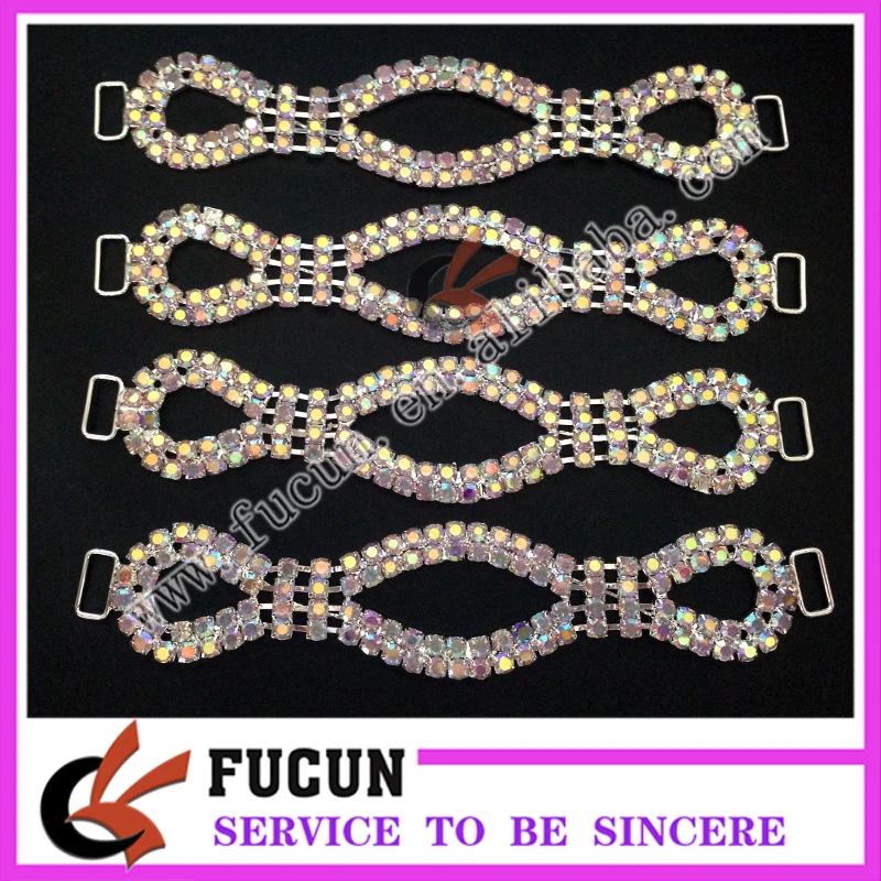 Hellery Doppelring Crystal Strass Bikini Bademode Connector Verschluss Schnalle Silber
