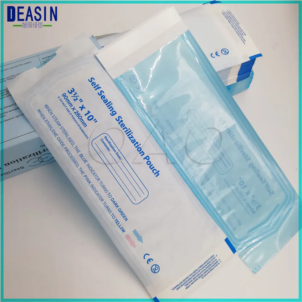 

200pcs/lot 90 x 260mm 135 x 285mm DENTAL SELF SEAL STERILIZATION POUCHES medical bag sterilization bags no need sealing machine