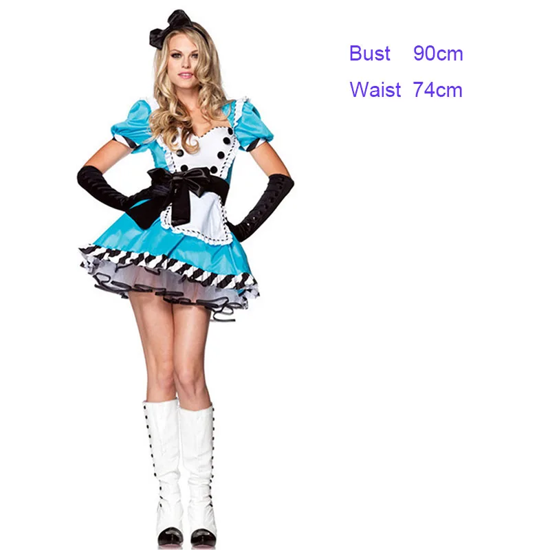 Alice costume Костюм горничной Алисы в стране чудес, костюм волшебника для взрослых, нарядное голубое платье, перчатки для Хэллоуина, сексуальное платье Алисы, маскарадные костюмы для женщин - Цвет: Alice costume