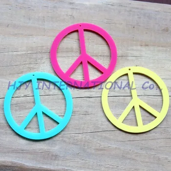 

55mm Acrylic Peace Sign Earrings 2.2 inches-AC1272KO