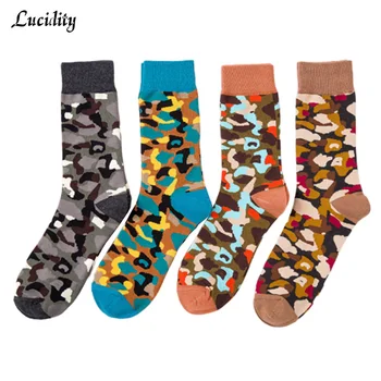

3 Pairs/lot =6pieces Camouflage Man's Socks Cotton Colorful Funny Harajuku Sock Happy Men Long Tube Cotton Male Socks
